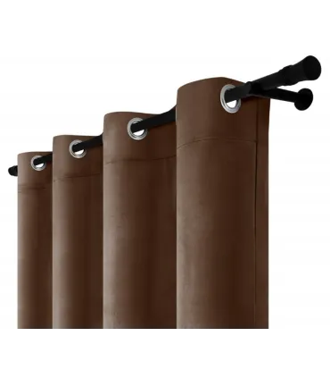 Sametový záves s kroužky – Mocha Elegance, tmavě hnědá