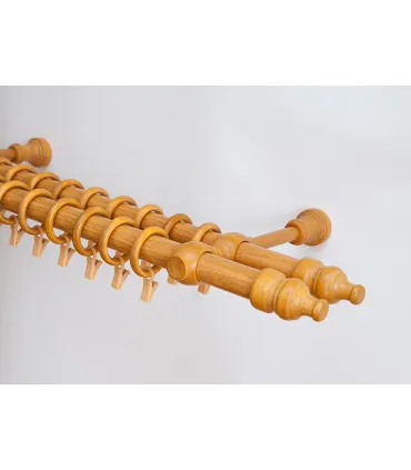 Garnýž dřevěná dvojitá Ø28mm zlatý dub