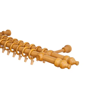 Garnýž dřevěná dvojitá Ø28mm zlatý dub