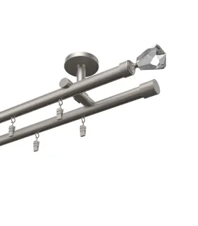 Profilová hliníková garnýž stropní dvojitá Elegant satin Crystal cone