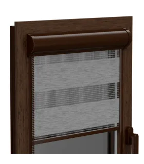 Roleta Den a Noc v hliníkové hnědé kazetě Elite řada pařížská šedá
