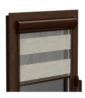 Roleta Den a Noc v hliníkové hnědé kazetě Elite řada bělený dub