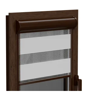 Roleta Den a Noc v hliníkové hnědé kazetě Elite řada skandinávská bílá