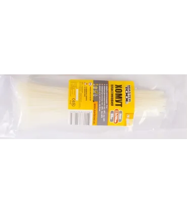 Páska stahovací MASTERTOOL na kabely, nylon 2,5*200 mm, bílý 100 ks balení белый 20-1805