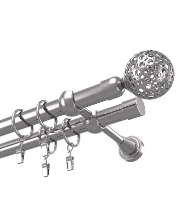 Kovová garnýž efekt-nerezová ocel dvojitá Ø 19 mm - Gula Modern