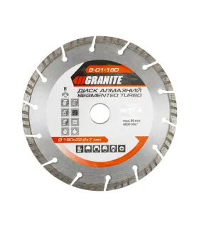 Kotouč diamantový GRANITE SEGMENTED TURBO 180*2,6 mm 22-24% 8600 ot./min 9-01-180
